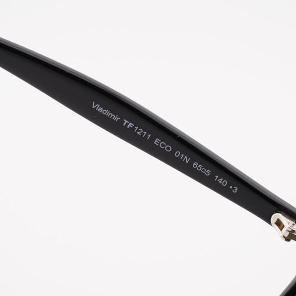 Tom Ford FT1211 01N Vladimir Sunglasses Shiny Black Aviator Frame, Green Lenses - Picture 9 of 13